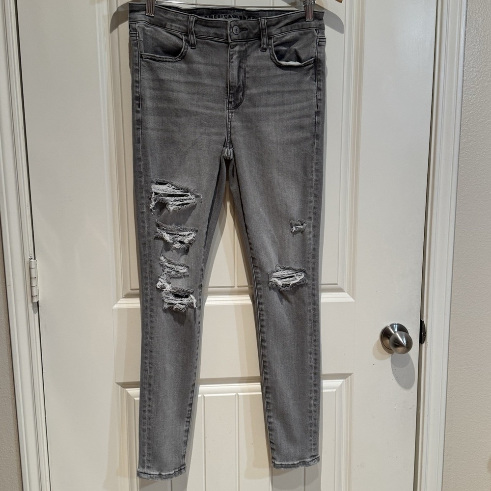 American Eagle Womens 6 Super High Rise Jeggings‎ Distressed Next Level Stretch